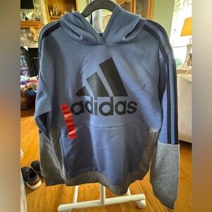 Boy’s Adidas Blue and Gray Pullover Hoodie with Black Logo